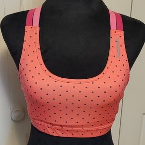 Reebok Run Dot DRY RUN Racerback Seamless Sports Bra Punch Pink S Small